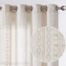 Jinchan Light-Filtering Bohemian Curtains, 2 Panels, Blue Sq.Are Embroidered - £41.52 GBP