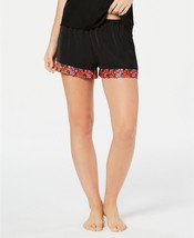 $39 I.N.C. Floral Embroidered Trim Pajama Sleep Shorts, Black, Size: Small - £12.44 GBP