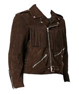 Bestzo Men&#39;s Fashion Brando Style Suede Leather jacket Brown S - £158.57 GBP