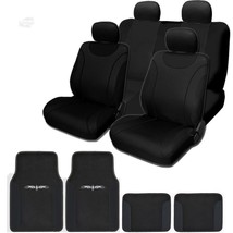 New Black Flat Cloth Car Truck Seat Covers With Mats Full Set For Kia - £39.09 GBP
