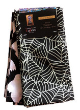 Cynthia Rowley Halloween Fabric Napkins Glow In The Dark 18x18&quot; Set of 6 Webs - £21.51 GBP