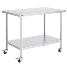 VEVOR Stainless Steel Work Table 30 x 48 x 38 Inch, with 4 Wheels, 3 Adj... - $408.86