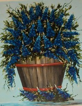 Vtg Oil Painting On Board Libby Basket Texas Bluebell Country Home Decor Bouquet - £77.90 GBP
