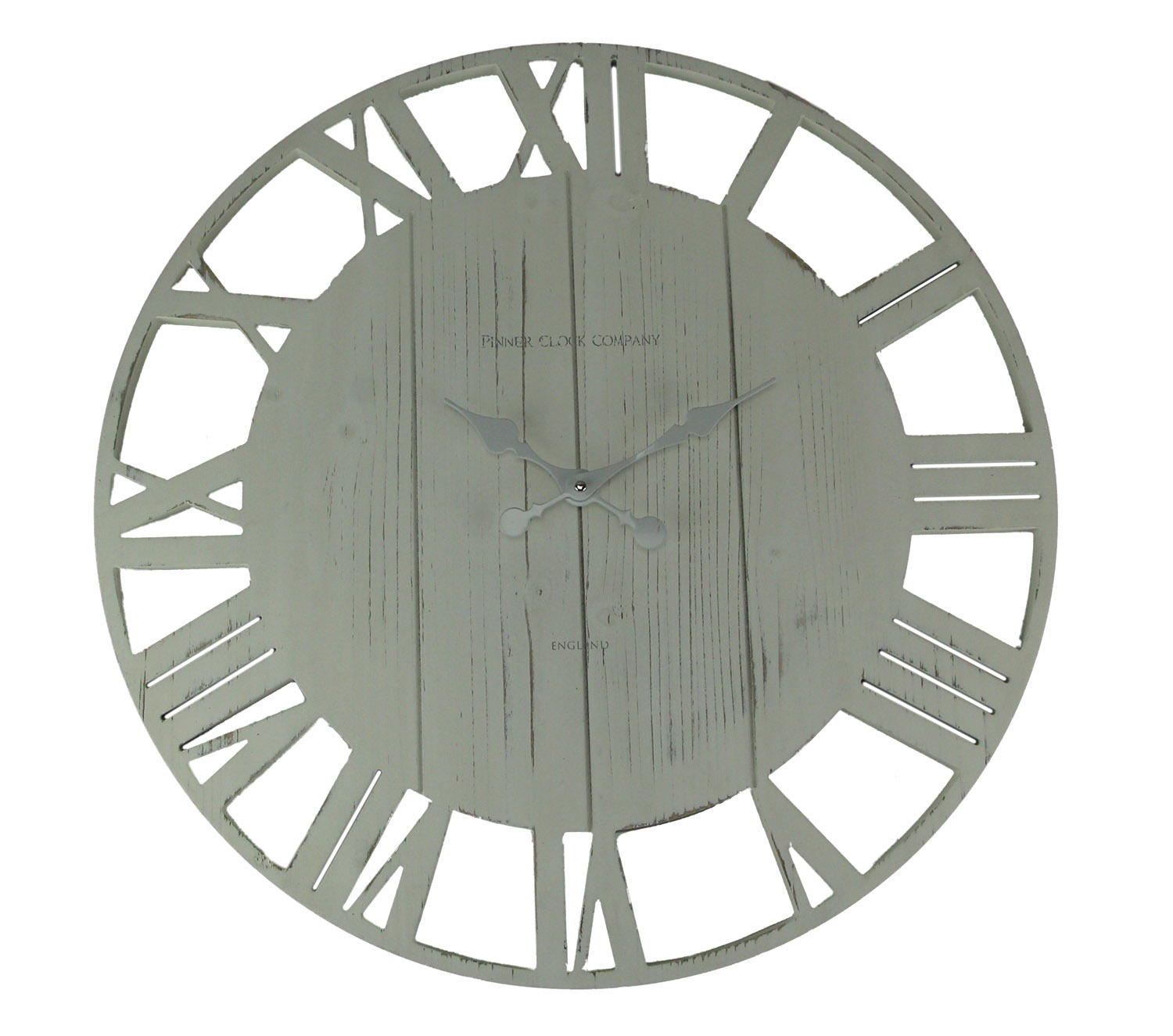 Primary image for Distressed Cutout Wood Open Frame Oversize Round Wall Clock, White