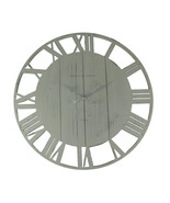 Distressed Cutout Wood Open Frame Oversize Round Wall Clock, White - £36.83 GBP