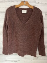 JUST FEMALE Voice Knit Dusty Pink Mohair Blend Knit V Neck  Sweater Medium - £29.88 GBP