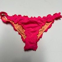 Victorias Secret Hot Pink The Ruffle Itsy Bikini Bottom Ruched Scrunch Small - £18.68 GBP