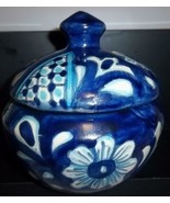 Beautiful Hand Painted Cobalt Mexican Pottery Covered Vessel Signed E Or... - £11.89 GBP