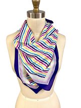 Vintage Boselli Scarf Italy 1980S Candy Stripes Purple Polyester 26&quot; Square - $23.76