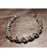 Gold silver Colored Adjustable small shiny crystals bracelet size 6 - 9 - £16.24 GBP