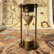 Vintage Shiny Hourglass Nautical Sand Clock Maritime Handmade Brass - 2 ... - £23.83 GBP