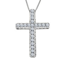 Donna 1/2 KT Bianco Moissanite 14K Bianco Argento Placcato Oro Pendente a Croce - £194.70 GBP