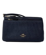Coach Double Zip Wallet Wristlet – Midnight Navy Blue (C5610) - $1,368.31 MXN