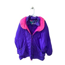 Vintage Womens Size XL Puffy Puffer Nylon Winter Coat Jacket Purple Pink Quilted - $39.59