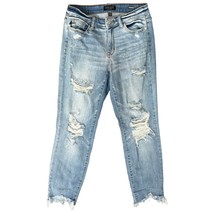 Judy Blue Distressed Raw Hem Blue Light Wash Boyfriend Jeans size 5 / 27 - $24.29