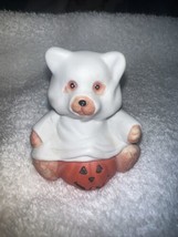 Halloween Bear Figurine Porcelain Bisque Ghost Goblin Pumpkin - £9.74 GBP