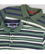 (2) Polo Shirts Tommy Hilfiger Izod XL S/S Quarter Button Cotton Stripe ... - £14.36 GBP
