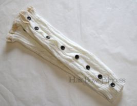LEG WARMERS Crochet Lace Trim Button Down Knit Boot Socks Knee High ivory - £5.35 GBP