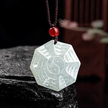 100％ Grade A Genuine Jade Feng Shui Tai Chi Gossip Pendant Necklace - £29.15 GBP