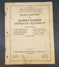 Massey-Harris Tractors Hydraulic Equipment Repair Part List - $29.69