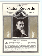 Victor Records Catalog October 19, 1923 Red Seal Records Sergei Rachmani... - $7.18