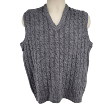 Vintage Lord Jeff Cable Knit Sweater Vest Gray V Neck Men&#39;s Size M - £26.56 GBP