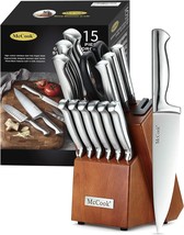 15 Pc. German Stainless Steel Kitchen Knife Block Sets With Built-In Sharpener, - £71.51 GBP