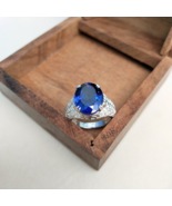 Lab Created Blue Sapphire Ring, 925 Sterling Silver Ring, Blue Sapphire ... - £41.77 GBP