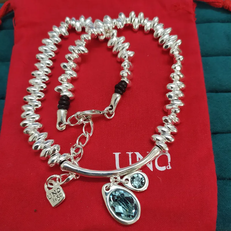 Quality Alloy Luxury Blue Pink Crystal Bracelets Necklace Women Jewelry Fashion  - £77.55 GBP