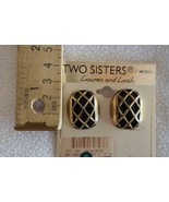 Vintage Two Sisters Medici Lauren &amp; Leah Black &amp; Gold Clip On Earrings U... - $276.56 MXN