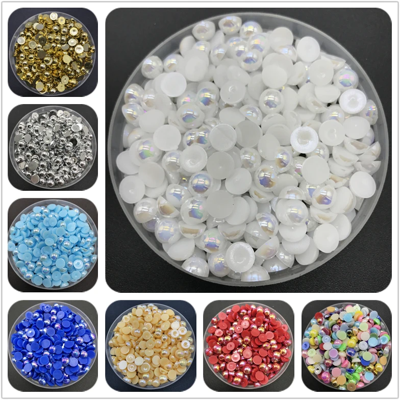 Sporting 4mm 6mm 8mm 10mm ABS Half Round Pearl Bead Flat Back Scrapbook A For Je - £23.90 GBP