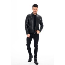 Vinci The Falcon Black Smooth Leather Men Jacket image 3