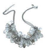 Designer Ann Taylor Loft Blue Glass Bead Crystals Long Chain Charm Necklace - $21.74