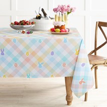 Easter Tablecloth Easter Table Cloth Spring Plaid Bunny Tablecloths Stain Resist - £37.61 GBP