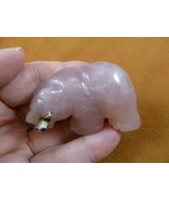 (Y-BEA-BF-743) pale Pink quartz BEAR with Fish gemstone FIGURINE I love ... - £18.33 GBP
