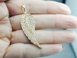 Pave CZ Rose Tone Sterling Angel Wing Necklace FAS New In Box - £51.78 GBP