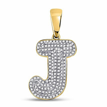 10kt Yellow Gold Mens Round Diamond Initial J Letter Charm Pendant 1/2 Cttw - £462.02 GBP