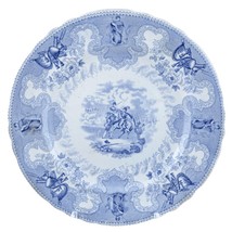 c1850 Texian Campaigne 10.5&quot; Blue Transferware Staffordshire James Beech Histori - £358.17 GBP