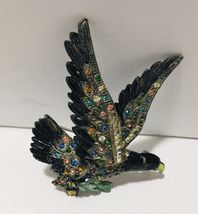 Vintage Brooch Pin Rhinestones Colorful Bird Costume Jewelry 1950's Hand... - $26.51