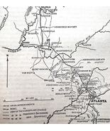 Map 1866 Civil War Sherman Atlanta Campaign Victorian Military Rebellion... - €34,34 EUR
