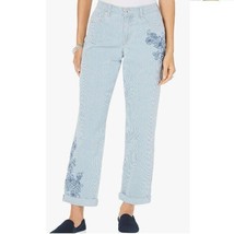 Style &amp; Co Womens 18 Sedona Stripe Curvy Boyfriend Cut Jeans NWT BM71 - $32.33