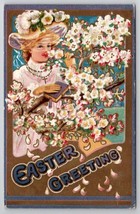 Easter Greeting Lovely Lady Floral Tree Postcard X25 - £3.95 GBP