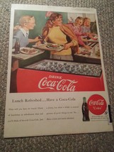 015 Vintage Drink Coca Cola 5 Cent Lunchroom Girls Print Ad Schenely Reseve - £7.83 GBP