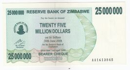 Zimbabwe, 25 Million Dollars, 2008, P56, UNC - $12.61