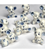Vintage Blue White Delft Miniature Ceramic 18 Mouse 1 Cat Figurine Hand ... - €68,56 EUR