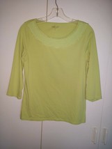Coldwater Creek Ladies 3/4-SLEEVE Stretch Knit Green TOP-S-WORN ONCE-SHEER Deco - £3.88 GBP