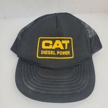 CAT Diesel Power Hat Cap Black Yellow Mesh Trucker Snapback Vintage - $29.69