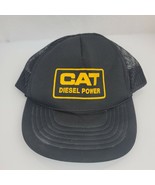 CAT Diesel Power Hat Cap Black Yellow Mesh Trucker Snapback Vintage - £23.45 GBP