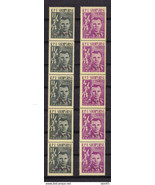 Albania 1962 Space Gagarin Purple Ovpr strips of 5 MNH Cv $300 RRR 15356 - £116.37 GBP