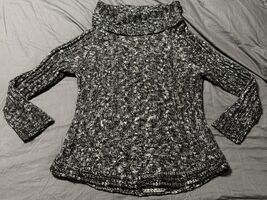 Dressbarn Marled Chunky Knit Cowl Neck Sweater Black White Long Sleeve XL - €12,63 EUR